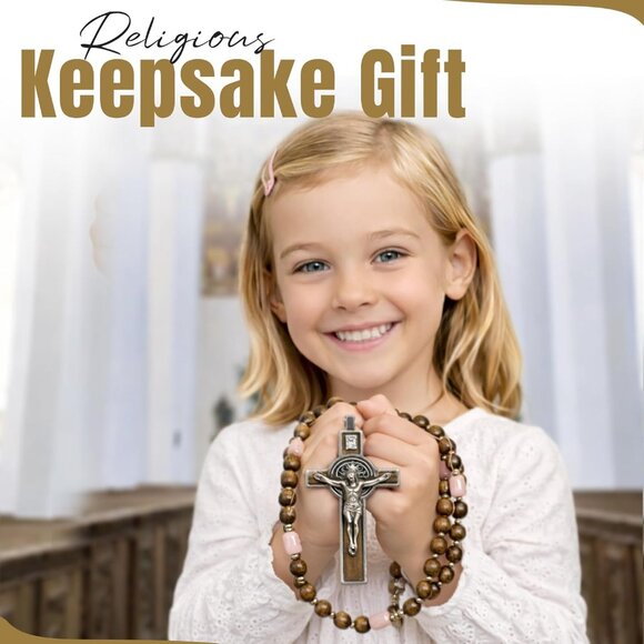 Catholic Rosary Necklace | Large Bead Italian Rosary, Christian Prayer Beads for - Picture 2 of 7